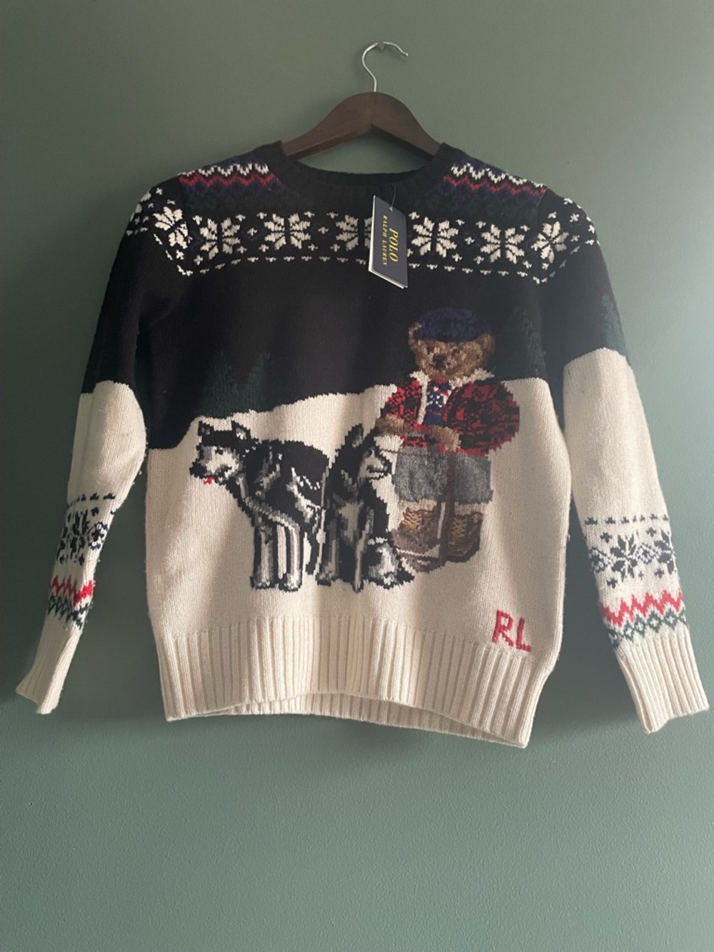 Polo by Ralph Lauren Boy’s Teddy & Huskies Knit Sweater - Black & Cream